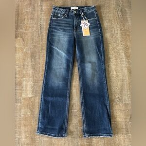 Women's Dark Blue Straight-Leg Jeans - Classic Mid Wash